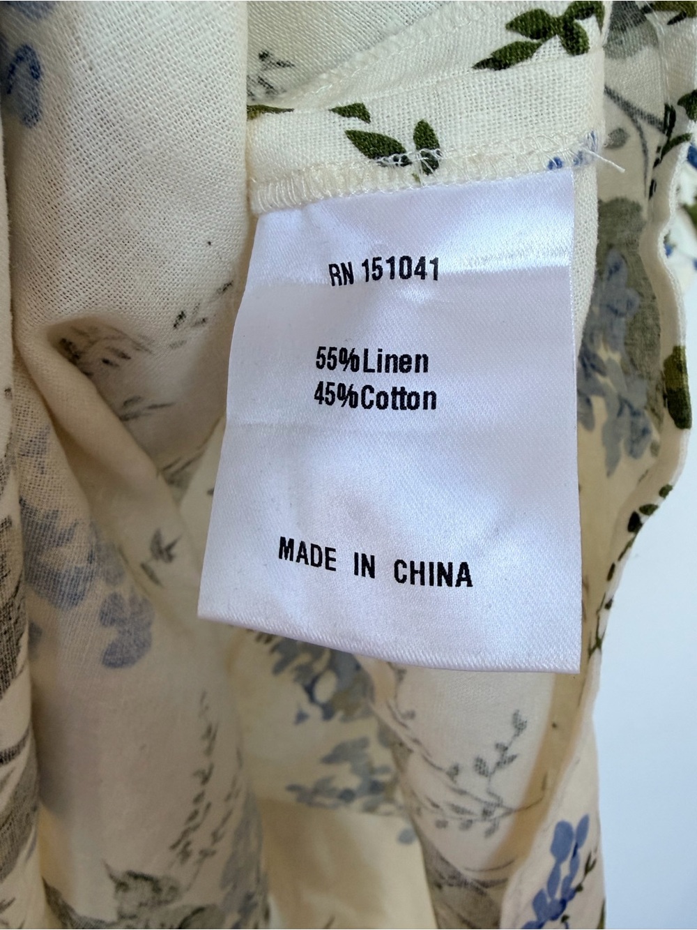 OPT Hydrangea Floral Smocked Square-Neck Midi Dress in Cream and Blue Medium - Picture 4 of 5